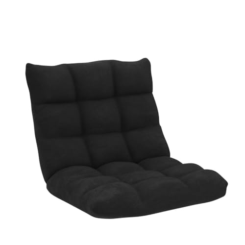 Image of COSTWAY Adjustable Gaming Chair, Video Gaming Chairs with Back Support, Alloy Steel Frame, Soft Coral Fleece, Lazy Sofa Lounge for Reading Living Room Recliner for Adults Kids, Black