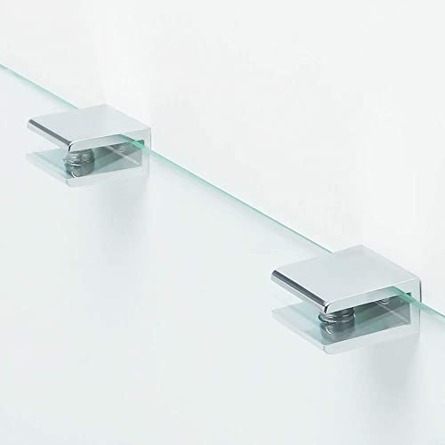 Sayayo Glass Shelf Brackets, Glass Clamp For 6-12 Mm Wood/Glass, Glass Railing Stainless Steel Polished Chrome, 4Pcs #TOP7