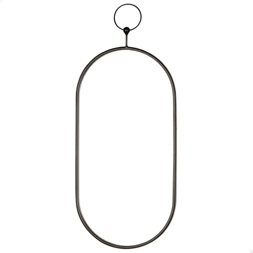 AKTIVE MAX Home Espejo Pared Ovalado 25x50 cm, Enganche metálico Negro, Marco Metal, Cristal, Espejo Decorativo, Fácil fijación (Tornillos no incluidos), Ideal baños, dormitorios (18448)