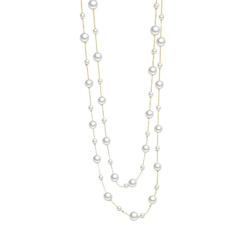 IMINI Collier Perles Femme Longue Chaîne Imitation Perle Multistrates Bijou Élégant Vintage Pour Pull Mariage Ou Soirée Collier Ras De Cou à Perle Chic...