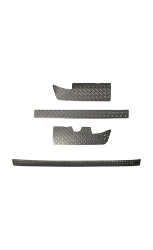 【サムライプロデュース】ジムニーノマド JC74W 専用 ラゲッジ スカッフプレート & リアバンパープレート 4P 縞鋼板柄 ブラックヘアライン|トランク ガード 傷防止|両面テープ貼付 簡単取付