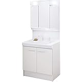 LIXIL(リクシル) INAX 洗面化粧台 セット V1シリーズ シングルレバー洗髪シャワー水栓 扉タイプ ホワイト 間口750mm V1N1-755SY/VP1H & 3面鏡全収納タイプ LED くもり止めコート MD7X3-753TYJU