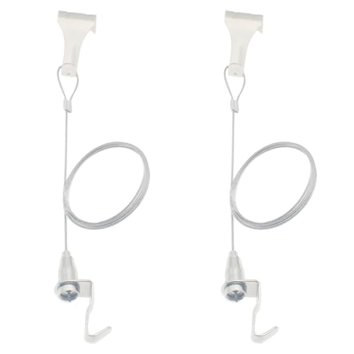 Image of 2 Pcs Picture Rail Hanging System Adjustable Picture Rail Hooks and Wire with 3ft (1 m) Length Cable with Loop Art Hanging System Kit