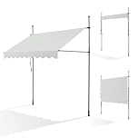 Canopée Store Banne Manuel Rétractable avec Manivelle, Auvent de Terrasse sans perçage, Protection Solaire Réglable pour Balcon, Terrasse, Jardin (Beige, 3m x 1.2m)