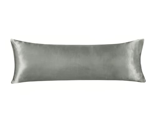 Yubbuio ピローケース ロング枕カバー シルク 究極の肌触り 枕 カバー まくらカバー 美肌 美髪 ダブルピロー 枕ケース まくらかばー マクラカバー 防臭 洗える 夏 冬 無地 おしゃれ 枕かばー 家庭用枕カバー ホテル用 (ダークグレー)