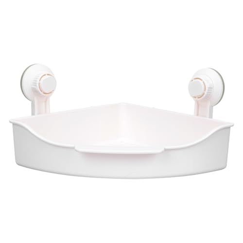 Étagère d'angle de salle de bain à ventouses sans perçage blanche