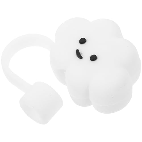 Homoyoyo Bouchon de Paille en Silicone Blanc 6-8 MM Capuchon Protecteur Hermétique Réutilisable Forme Nuage Couverture Anti-Poussière pour Pailles Réutilisables et Tasses de Voyage