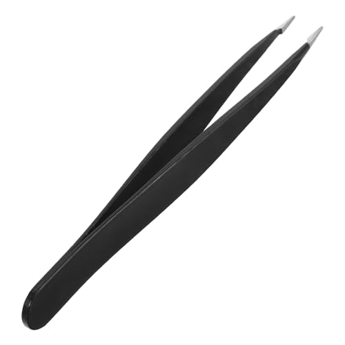 PENIKOKO Pinzas de Acero Inoxidable para Cejas con Punta Fina y Precisión Profesional Herramienta Duradera para Eliminar Facial y Moldear Cejas Uso Casa y Salones Color Negro de Grosor