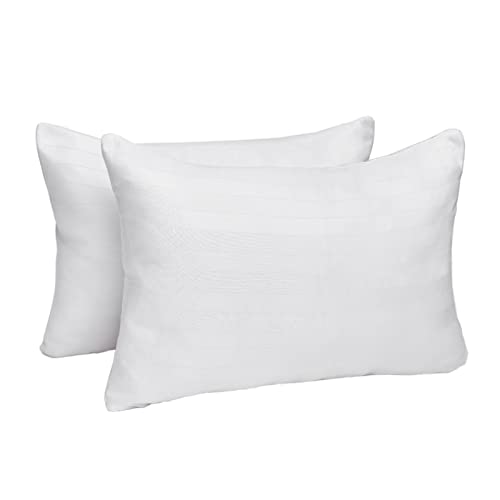 Brentfords Lot de 2 Housses de Coussin de canapé à Rayures satinées, 100% Polyester-Motif, Blanc, 30 x 50cm (Approx 11" x 19") Cover