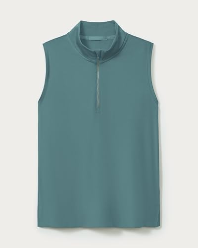 Rhone Women's Course to Court Sleeveless Zip Mock (Green Sea, L)