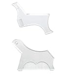 Men's Beard Shaping Tool With Inbuilt Comb Transparent Template Styling Comb Templates for Goatee Mustache Sideburns, Jaw Cheek/Neck Line, Symmetric/Curve/Step Cut (Clear-2pcs)