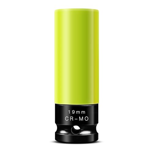 BOEN 19mm 1/2 Drive Wheel Protector Impact Socket Non-Marring Lug Nut Thin Wall Deep Socket Set Chrome-Molybdenum Steel 6 Point Color-Coded Protective Socket