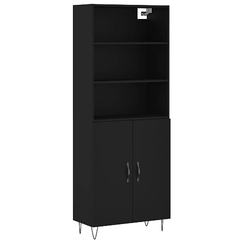 Annlera Aparador moderno armario alto armario de almacenamiento armario auxiliar armario buffet práctico armario de pie mueble para salón negro 69,5 x 34 x 180 cm