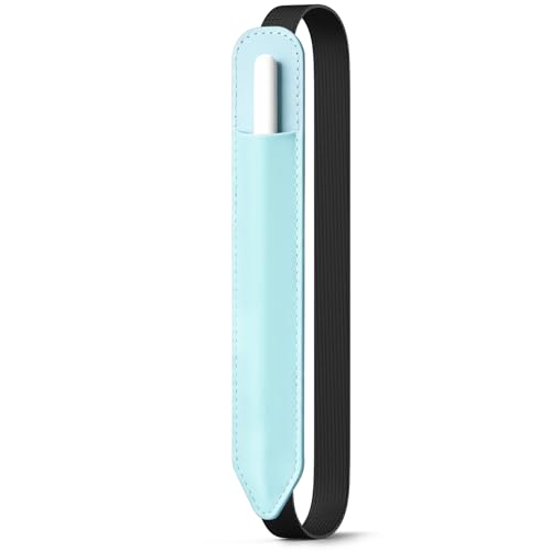 Image of MoKo Pencil Case Holder Fit The Apple Pencil (Pro and USB-C and 1st and 2nd Gen), Detachable Elastic Pocket for Stylus Pen with Elastic Band Attached to iPad Case, Sky Blue