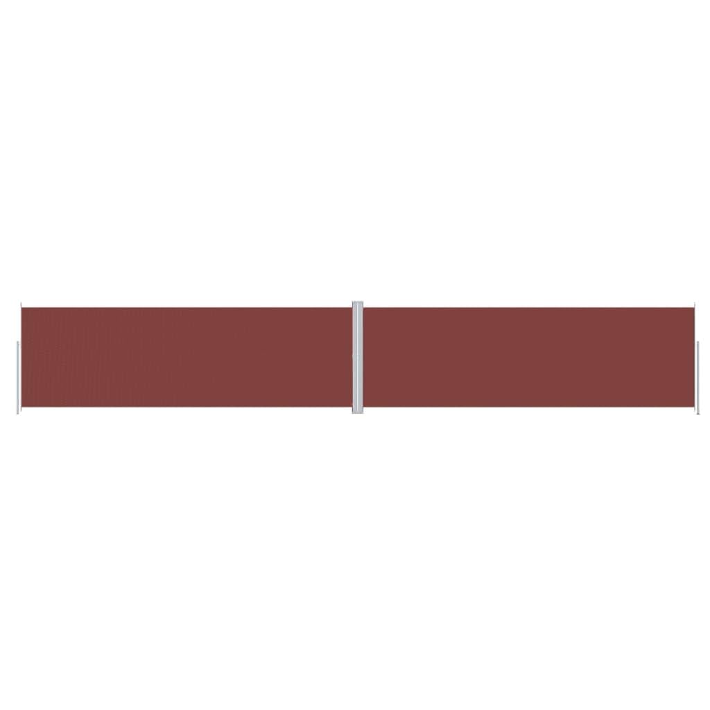 vidaXL Retractable Side Awning, Brown Rectangular Design, Up To 1200 cm Width, UV-Proof & Water-Resistant Polyester Fabric, Includes Mounting Accessories