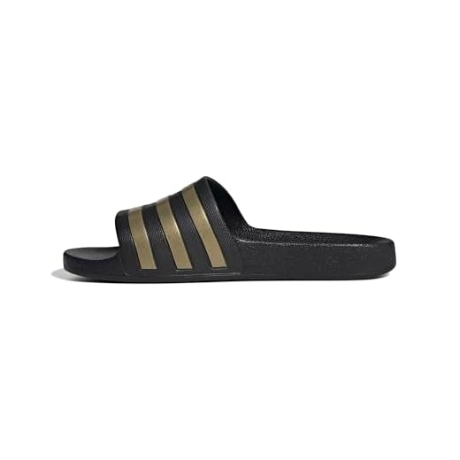 adidas Unisex Adilette Aqua Slides, Core Black / Gold Metallic / Core Black, 37 EU