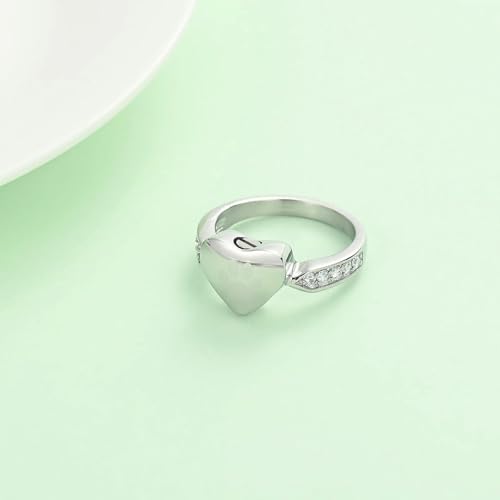 Bague commémorative cœur en argent 8mm pour cendres de chien et chat - 7