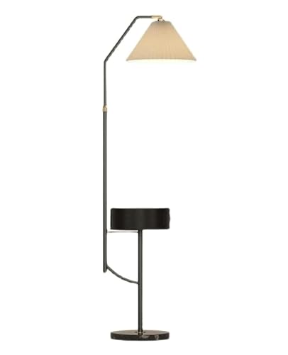 Lampara de Pie Lámpara de pie moderna con cajón Luz de suelo de metal Lámpara de pie ajustable en altura con pantalla de tela plisada Lámpara de Pie Salon