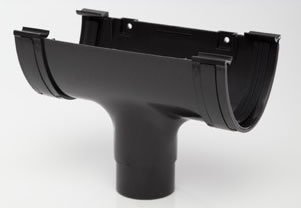 Polyflow Deep Capacity [BLACK] RUNNING OUTLET RD505 for 117mmx 75mm PVCu half round deepline guttering systems
