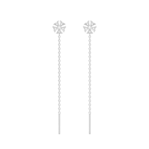 Image of CLARA 925 Sterling Silver Drop Earrings | Platinum Plated | Daily Wear |Gift for Women and Girls