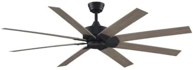 Fanimation Levon Custom - 8 Blade Ceiling Fan - 15.58 Inches Tall and 64 Inches Wide - Black Finish - Washed Pine Blade Color