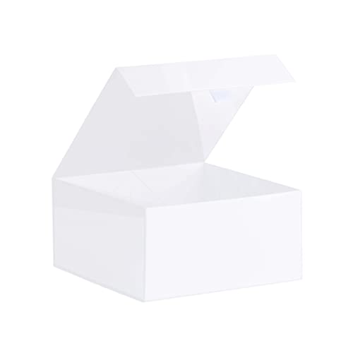 Purple Q Crafts 1 Pack White Hard Gift Box With Magnetic Closure Lid 8x8x4 Square Favor Boxes With White Glossy Finish (1 BOX)