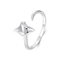 Kerraom Vivid Manta Devilfish Anello di Apertura Regolabile Marine Personalizzato S925 Argento Ragazze Carino Animale Domestico
