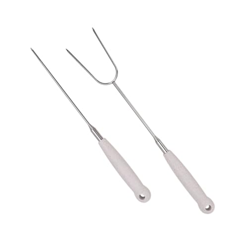 Holibanna 2pcs Telescopic Barbecue Forks Stainless Steel Camping Food Forks for Grilling Meat and Vegetables Bbq Tools for Picnics and Outdoor Cooking