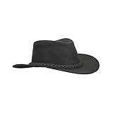 Calotte creusée Walker and Hawkes - Chapeau Weathered - Cuir de Vachette - Outback - Noir - S (57cm)
