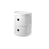CuNtoHHH Mesita de Noche Redonda, mesita de Noche de 2/3/4 Niveles, mesita de Noche de plástico, Unidad de Almacenamiento, cómoda y Puerta corrediza, mesita de Noche Moderna nórdica para Dormitorio,