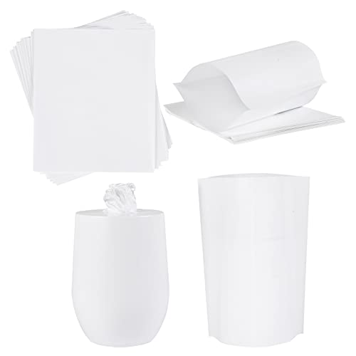 Image of 6 x 7 Inch White Sublimation Shrink Wrap Sleeve for 12 OZ Sublimation Wine Tumbler and Other Sublimation Blanks, Heat Transfer Shrink Wrap Sleeve for Print by Oven, 50 Pcs Shrink Wrap Film