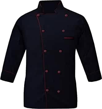 Men's Chef Coat Full Sleeve Jacket Multicolored Piping Exclusive Chef Jacket Size (XS-6XL)