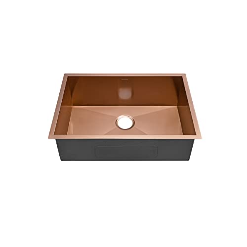 Tourner - Fregadero de cocina (27 x 19, acero inoxidable, lavabo individual, montaje bajo encimera, color oro rosa