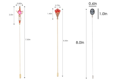 Image of Alilang Classic Vintage 3Pcs Hat Brooch Pin Set with Rhinestone and Pearl Accents for Scarves and Hats Lapel Pin Accessories