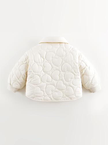 marc & janie Baby Girls Love Quilted Lapel Jacket Warm Polar Fleece Coat Button Outerwear 2410183