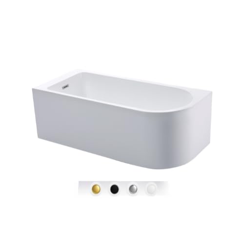 BRAIDER RESTIA Single Ended J Shape Back to Wall Corner Bathtub Acrylic White Left Hand Side 1600 x 750 mm