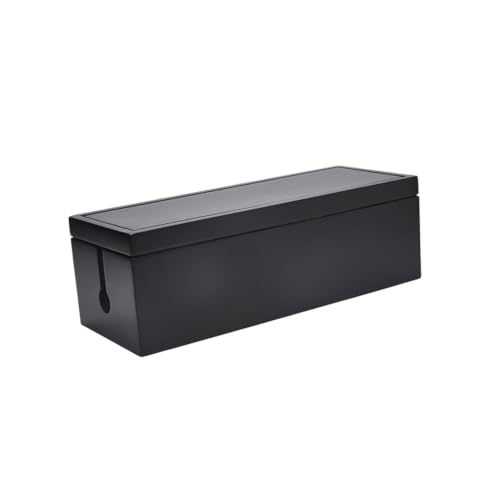Boîte rangement câbles gros volume étui multiprise bois massif noir