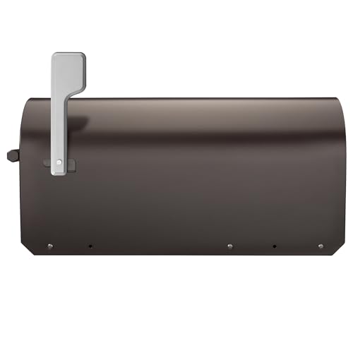 Image of Architectural Mailboxes Sequoia Galvanized Steel Post Mount Mailbox, Compatibility Code G, 5560RZ-SR, Rubbed Bronze, Large Capacity | Galvanized steel build for outside with rust-resistant powder-coat finish and a magnetic door closure. USPS approved.