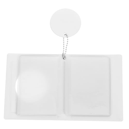 Ciieeo Photo Card Binder Photo Storage Container Credit Sticker Cartoon Token Trade Ring Flashcard Mini Film Album Easel Picture Booklet Display Place Wall Chains Book White
