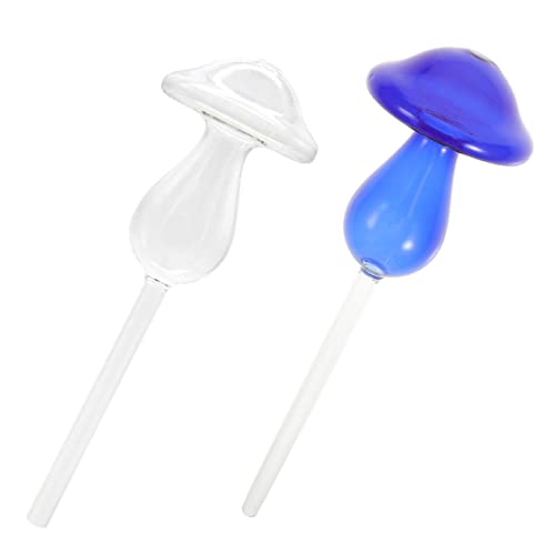 SUPVOX 2 Pack Glass Mushroom Automatic Watering Device Self Watering Spikes for Plants No Tool Plant Waterer for Use