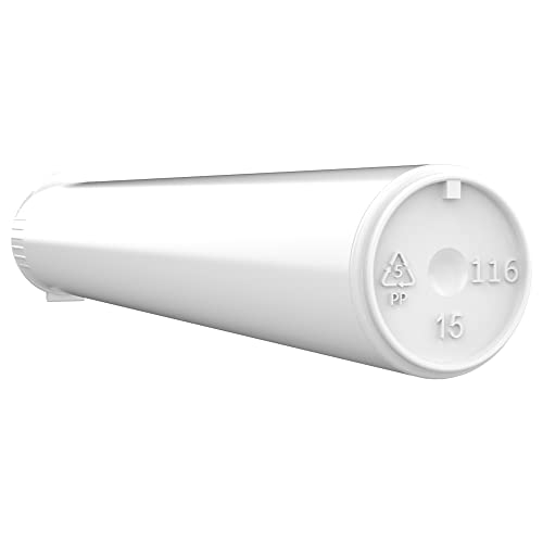 Image of 116mm CR Plastic Packaging Pop Top Tubes - Child Resistant Travel Holder Vial Containers - 500 Qty (White)