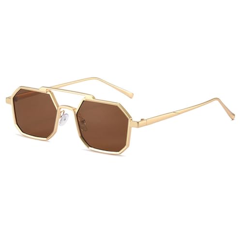 Lunettes de soleil polygone rétro carrées Steampunk pour hommes et femmes