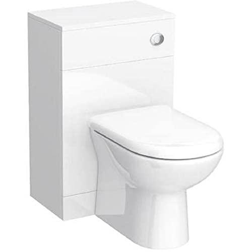 VeeBath Linx 500x330 WC and Back to Wall Toilet Ceramic D Shape Soft Close Toilet Seat Concealed Cistern for Bathroom- Gloss White