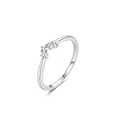 Whoiy Alianzas de boda, oro blanco, anillos de compromiso con diamantes, anillo de boda de oro auténtico, para mujer, 63 (20.1), Metal precioso Piedra preciosa, Diamante