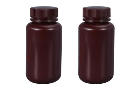 Patel Enterprise, HDPE Wide Mouth Plastic Bottles with Caps(2 Peace), 500ml, Brown, For laboratories, chemical plants, and various industries. (pack of 1)
