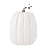 woshilaocai 8 Inch Artificial Foam Pumpkin Fall Decoration Faux Pumpkins for Harvest Autumn Season Festive Tabletop (White)