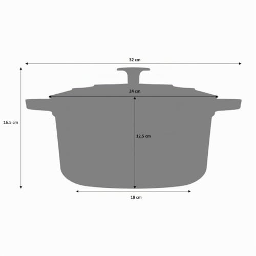 Foto von ProCook Bratentopf aus Gusseisen - 24 cm Gusseisen-Bräter mit Deckel Mattschwartz - emailliert - Bräter - Schmortopf - rund - Für alle Herdarten und Induktion geeignet, Volumen: 4,7 l