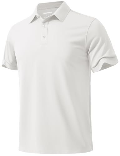 MAGNIVIT Men's Polo Shirt Short Sleeve 3 Button Cotton Pique Casual T-Shirts Moisture Wicking Performance Work Golf Tee