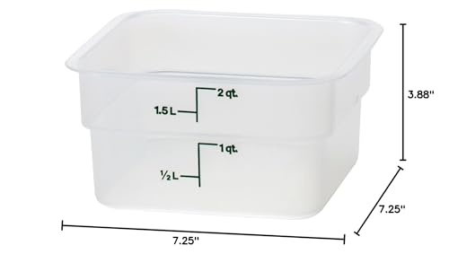 Image of Cambro Food Storage Container - Classic Series Square - 2 QT (Quart) - Commercial Grade for Food Prep (Translucent)