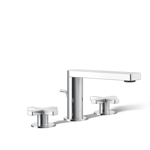 KOHLER K-73060-3-CP Composed Widespread Bathroom Sink Faucet with Cross Handles, Polished Chrome